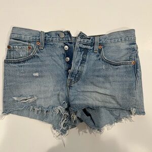 Levi's Blue Distressed Jean Shorts